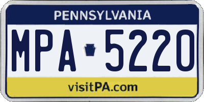 PA license plate MPA5220
