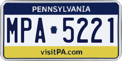 PA license plate MPA5221