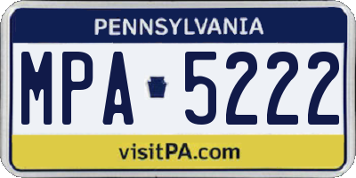 PA license plate MPA5222