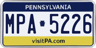 PA license plate MPA5226