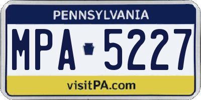 PA license plate MPA5227