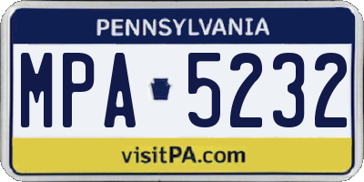 PA license plate MPA5232