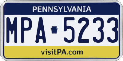 PA license plate MPA5233