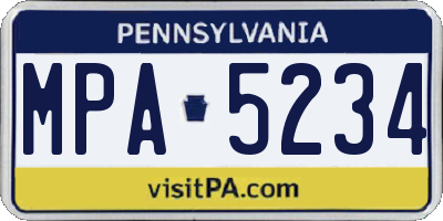 PA license plate MPA5234