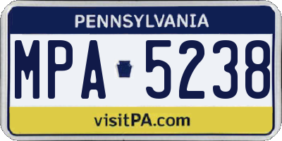 PA license plate MPA5238