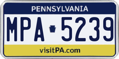 PA license plate MPA5239