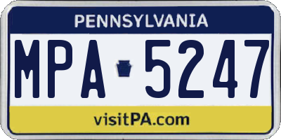 PA license plate MPA5247