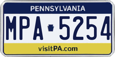PA license plate MPA5254