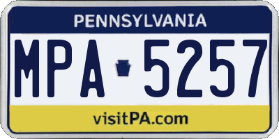 PA license plate MPA5257