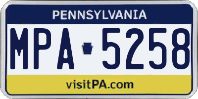 PA license plate MPA5258