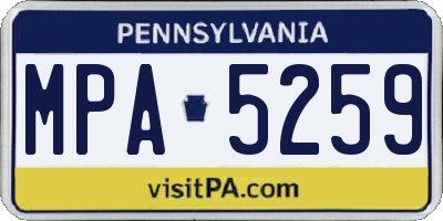 PA license plate MPA5259