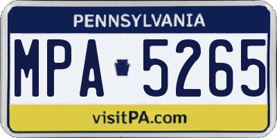 PA license plate MPA5265