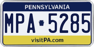 PA license plate MPA5285