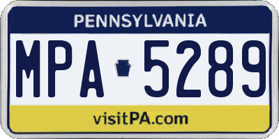 PA license plate MPA5289