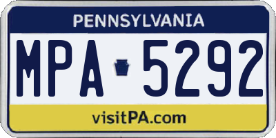 PA license plate MPA5292