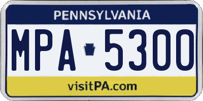 PA license plate MPA5300