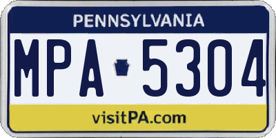 PA license plate MPA5304
