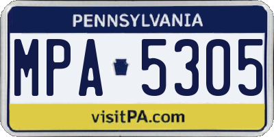 PA license plate MPA5305