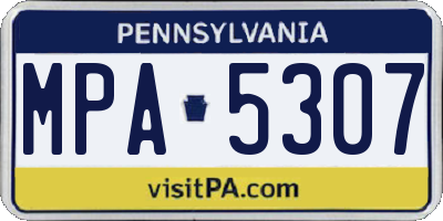 PA license plate MPA5307