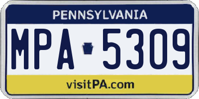 PA license plate MPA5309