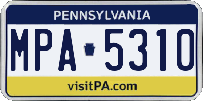 PA license plate MPA5310