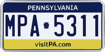 PA license plate MPA5311