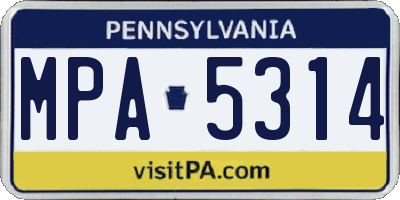 PA license plate MPA5314
