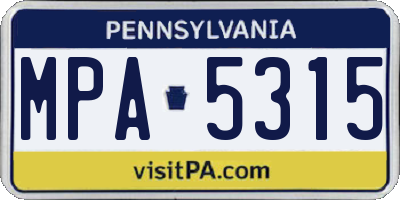 PA license plate MPA5315