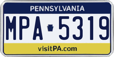 PA license plate MPA5319
