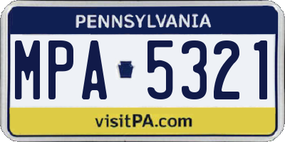 PA license plate MPA5321