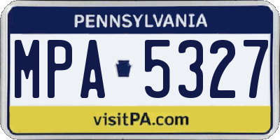 PA license plate MPA5327