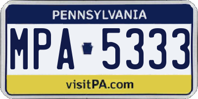 PA license plate MPA5333