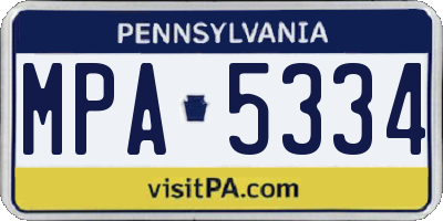 PA license plate MPA5334