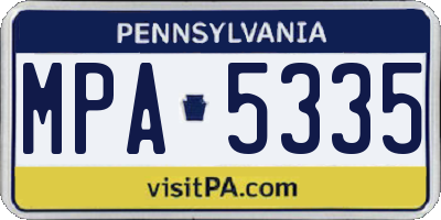 PA license plate MPA5335