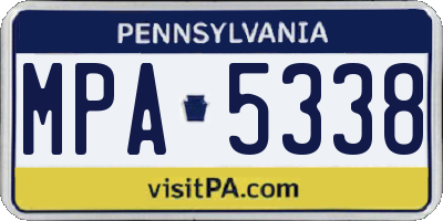 PA license plate MPA5338