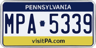PA license plate MPA5339