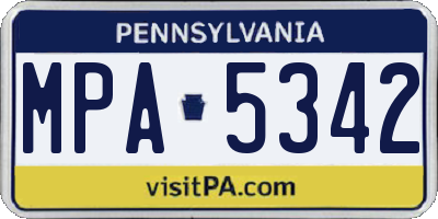 PA license plate MPA5342