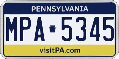 PA license plate MPA5345
