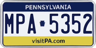 PA license plate MPA5352