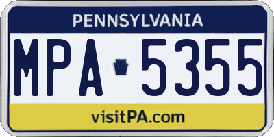 PA license plate MPA5355