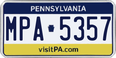 PA license plate MPA5357