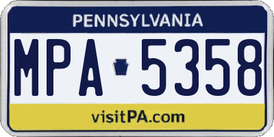 PA license plate MPA5358