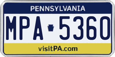 PA license plate MPA5360