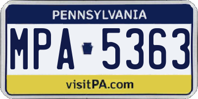 PA license plate MPA5363