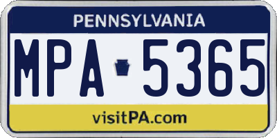 PA license plate MPA5365