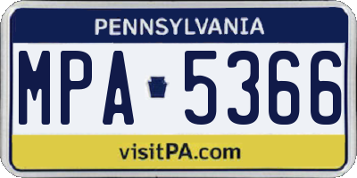 PA license plate MPA5366