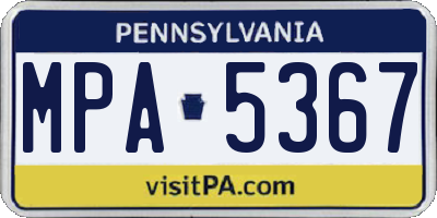 PA license plate MPA5367