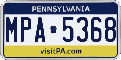 PA license plate MPA5368