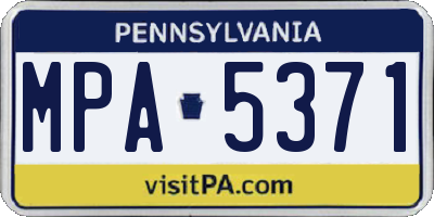 PA license plate MPA5371
