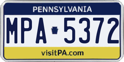 PA license plate MPA5372
